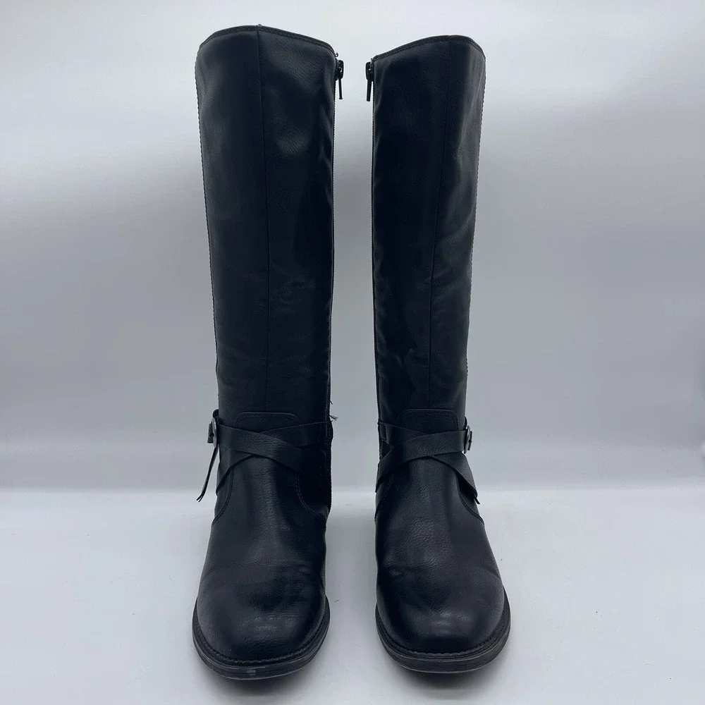 Frye & Co Gaylin Women's Size 7M Stacked Heel Riding Boots FOF23 Black Zipper